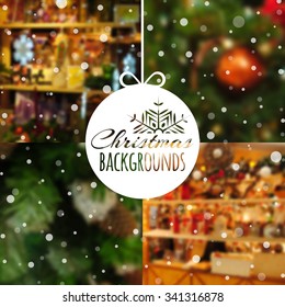 Set of blurred vector Christmas or New Year backgrounds for your design. Vector illustration.