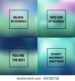 Set of Blurring the heavenly background with the quote.Vector illustration