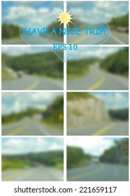 set of blurry abstract road backgrounds. Vector, EPS10