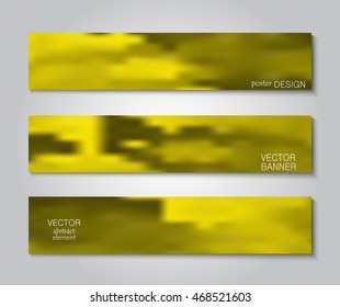 Set blurry backgrounds for creative design. Abstract vector textures with holographic effect.  Collection banners in yellows tones. 