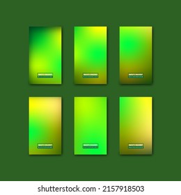 Set of blurry forest social media story background. Abstract gradient meshes with bright and dark colors. Modern screen vector design for mobile app. Green and yellow gradient color.