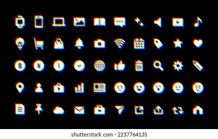 A set of blurry icons representing chromatic aberration. Design material that feels the spectrum of light.