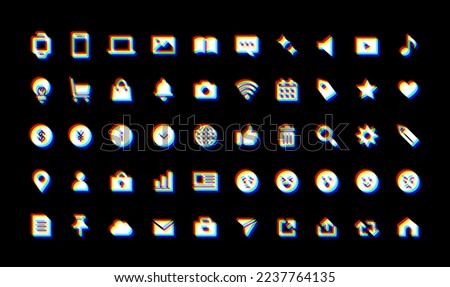 A set of blurry icons representing chromatic aberration. Design material that feels the spectrum of light.