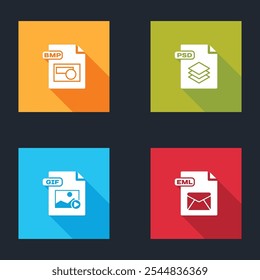 Set BMP file document, PSD, GIF and EML icon. Vector