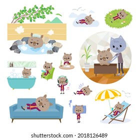 A set of Boar boy about relaxing.It's vector art so it's easy to edit.