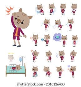 A set of Boar boy with injury and illness.It's vector art so it's easy to edit.