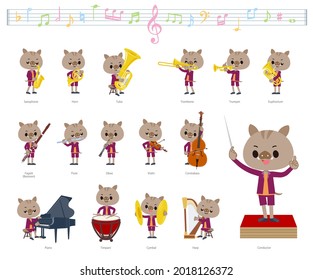 A set of Boar boy on classical music performances.It's vector art so it's easy to edit.