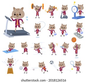 A set of Boar boy on exercise and sports.It's vector art so it's easy to edit.