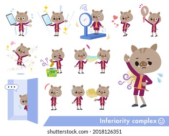 A set of Boar boy on inferiority complex.It's vector art so it's easy to edit.