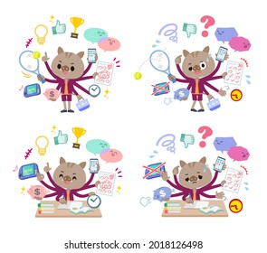 A set of Boar boy who perform multitasking.It's vector art so it's easy to edit.