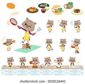 A set of Boar girl about cooking.It's vector art so it's easy to edit.