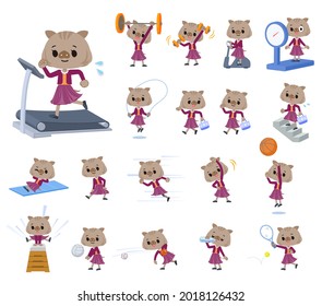 A set of Boar girl on exercise and sports.It's vector art so it's easy to edit.