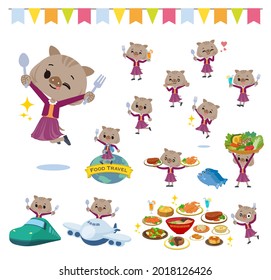 A set of Boar girl on food events.It's vector art so it's easy to edit.