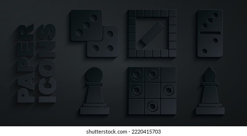 Set Board game of checkers, Domino, Chess,  and Game dice icon. Vector