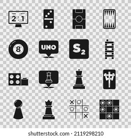 Set Board game of checkers, Mahjong pieces, Hockey table, Uno card, Billiard pool snooker ball, Sport mechanical scoreboard and Bingo icon. Vector