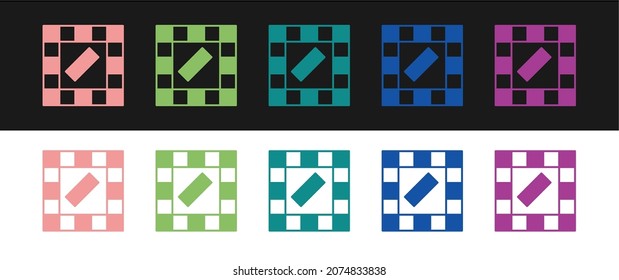 Set Board game icon isolated on black and white background.  Vector