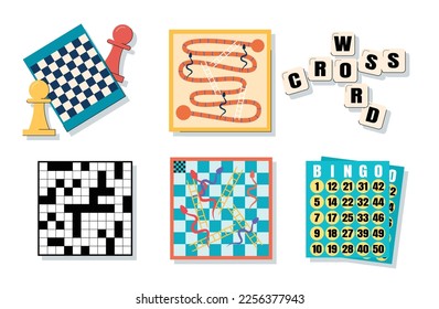 set of board game isolated vector illustration