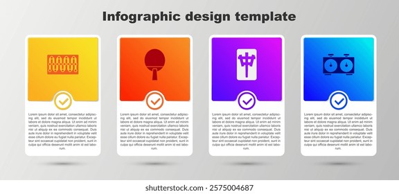 Set Board game, Racket, Mahjong pieces and Time chess clock. Business infographic template. Vector