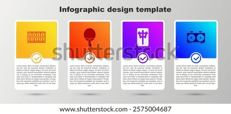 Set Board game, Racket, Mahjong pieces and Time chess clock. Business infographic template. Vector