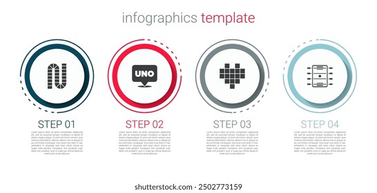 Set Board game, Uno card, Pixel hearts for and Hockey table. Business infographic template. Vector