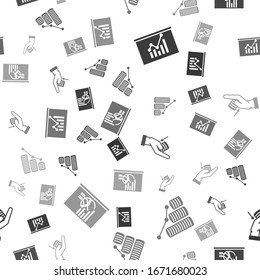 Set Board with graph chart, Pie chart infographic and coin, Money on hand and Board with graph chart on seamless pattern. Vector