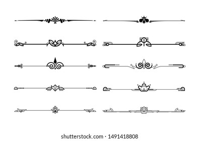 Set Of Boarders Decorative Elements, Border And Page Rules Frame. Vector Illustration.