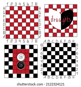 A Set boards in a cage for playing chess and checkers. Vector illustration can be used as a web background, as a map and poster.