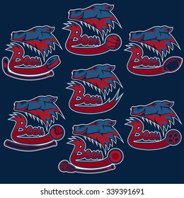 set of boars sports vintage labels