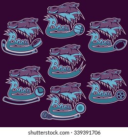 set of boars sports vintage labels