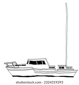 Set of boat with hand drawing concept, minimalist, print, doodle, vector illustration (Vector)