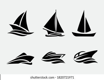 set of boat icons. Vector sailing boat 