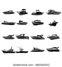 set of boat logo icon vector silhouette for transport and travel company