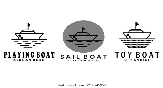 poner el barco en el océano, imagen vectorial del logo