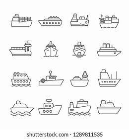Set of boat Related Vector Line Icons. Contains such Icons as ship, water transport, sailing charter and etc. - Vector 