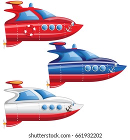 A set of boats. Isolated on white background. Vector illustration.