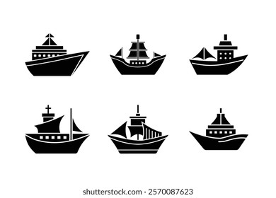 set of boats SILHOUETTE  art