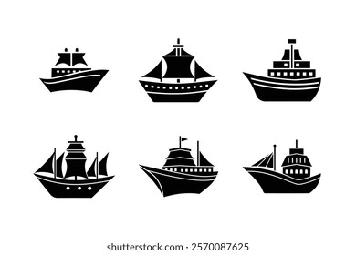 set of boats SILHOUETTE  art