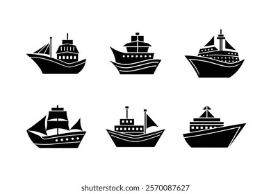 set of boats SILHOUETTE  art