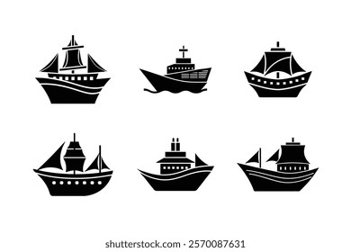 set of boats SILHOUETTE  art