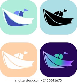 set of boats simple logo in many variant color
