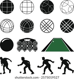 Set of Bocce Ball Logos and Icons, Bocce Ball Icons, Bocce Ball Game Set design vector flat modern isolated illustration