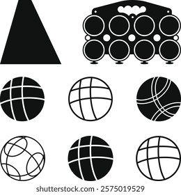 Set of Bocce Ball Logos and Icons, Bocce Ball Icons, Bocce Ball Game Set design vector flat modern isolated illustration