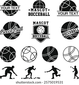 Set of Bocce Ball Logos and Icons, Bocce Ball Icons, Bocce Ball Game Set design vector flat modern isolated illustration