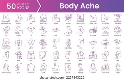 Set of body ache icons. Gradient style icon bundle. Vector Illustration
