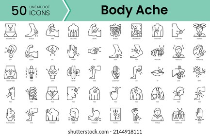 Set of body ache icons. Line art style icons bundle. vector illustration