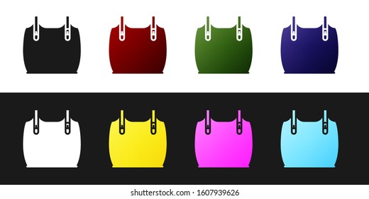 Set Body armor icon isolated on black and white background.  Vector Illustration