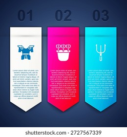Conjunto de armadura corporal, Aljaba con flechas y Neptuno Tridente. Plantilla de infografía de negocios. Vector