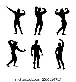 set of body builder vector silhouette