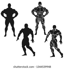 Set of bodybuilding icons. Vector illustration
