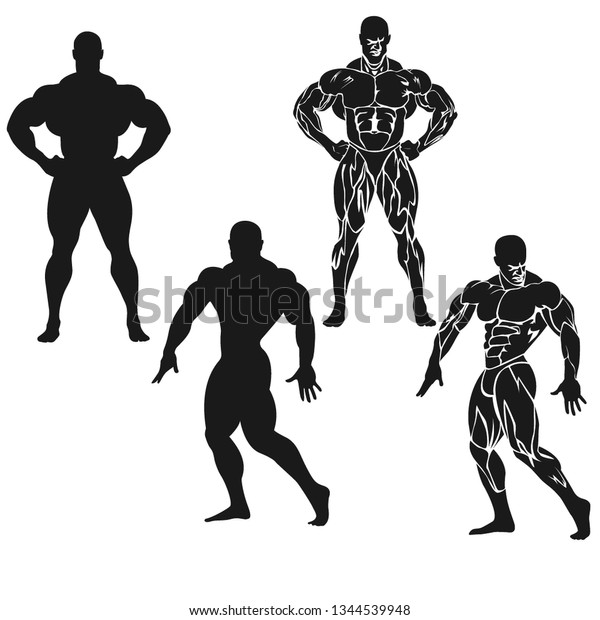 Set Bodybuilding Icons Vector Illustration Stock Vector Royalty Free